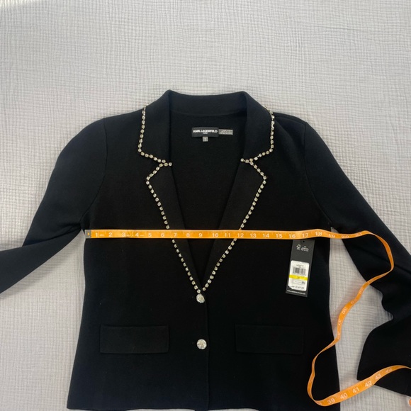 Karl Lagerfeld Paris Women's Black Rhinestone Cardigan Blazer Sweater NWT medium - Picture 5 of 15